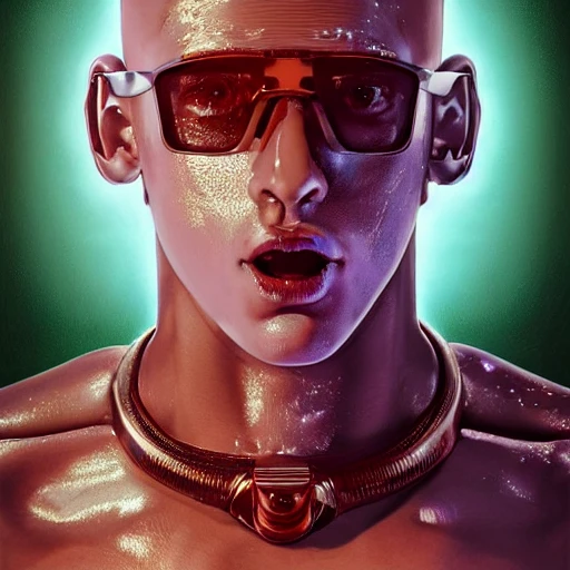 very detailed Hyper realistic 3d photo, of [bad bunny as god cyborg], with wepon wings highly detailed, digital painting, trippy, 8k, smooth, [sharp focus], fluorescent skin, unreal engine 5 rendered, illustration, cinematic lighting, [high octane render], detailed environment], [extremely detailed face], [perfect human face], high key lighting,  highly detailed, fine detail, intricate, award - winning, fantasy, 3D, [no watermarks], Use Face Correction:10, Use Upscaling: RealESRGAN_x4plus, 