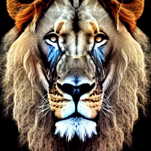 lion, psychedelic, photography, realistic