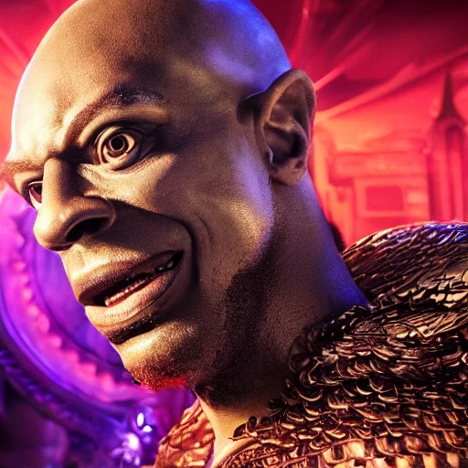 very detailed Hyper realistic 3d photo, of [dave Chappell as god of mischief ], highly detailed, digital masterpiece , trippy, 8k, smooth, [sharp focus], fluorescent skin, unreal engine 5 rendered, illustration, cinematic lighting, [high octane render], detailed environment], [extremely detailed face], [perfect human face], high key lighting,  highly detailed, fine detail, intricate, award - winning, fantasy, 3D, [no watermarks], Use Face Correction:10, Use Upscaling: RealESRGAN_x4plus, 