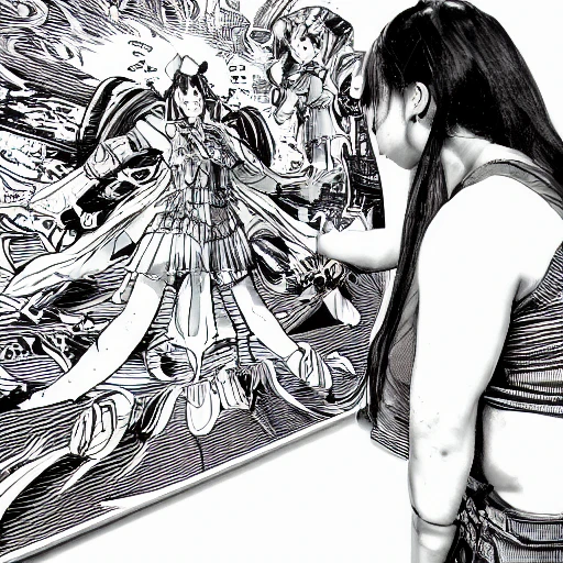 A highly detailed photo of girl getting powers art by Atsushi Wakabayashi