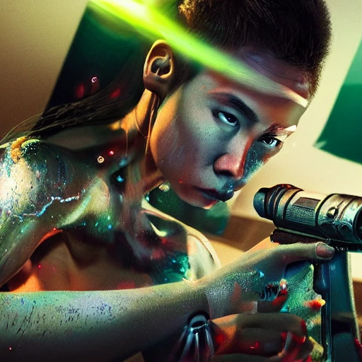 very detailed Hyper realistic photo, of [teen using sprit gun,], highly detailed, digital masterpiece, art by Atsushi Wakabayashi, 8k, smooth, [sharp focus], fluorescent skin, unreal engine 5 rendered, illustration, cinematic lighting, [high octane render], detailed environment], [extremely detailed face], [perfect human face], high key lighting,  highly detailed, fine detail, intricate, award - winning, fantasy, 3D, [no watermarks], Use Face Correction:10, Use Upscaling: RealESRGAN_x4plus, 