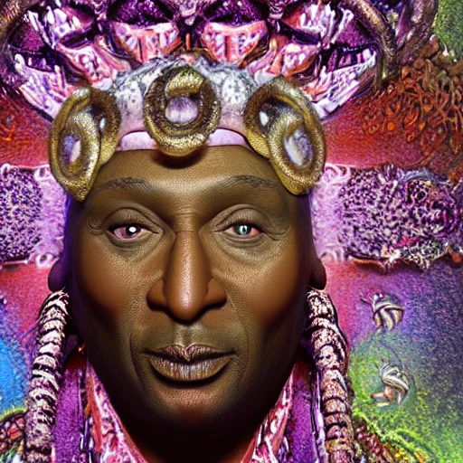 very detailed Hyper realistic 3d photo, of [paul Mooney as god of comedy], highly detailed, digital masterpiece , trippy, 8k, smooth, [sharp focus], fluorescent skin, unreal engine 5 rendered, illustration, cinematic lighting, [high octane render], detailed environment], [extremely detailed face], [perfect human face], high key lighting,  highly detailed, fine detail, intricate, award - winning, fantasy, 3D, [no watermarks], Use Face Correction:10, Use Upscaling: RealESRGAN_x4plus, 