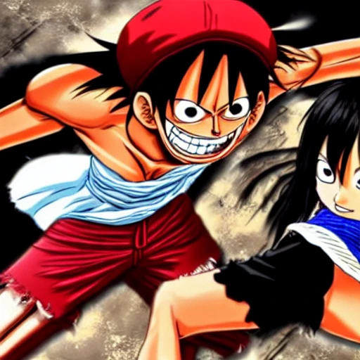 Monkey D luffy is fighting with Tifa lockhart