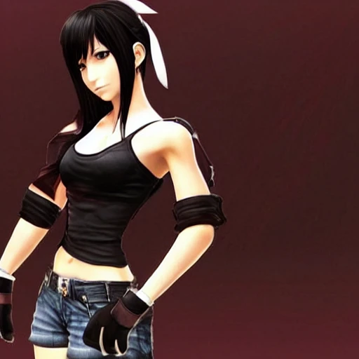 Tifa is a beautiful girl in final fantasy。
she is trying to show her ability to us. 
she is thin and tall.