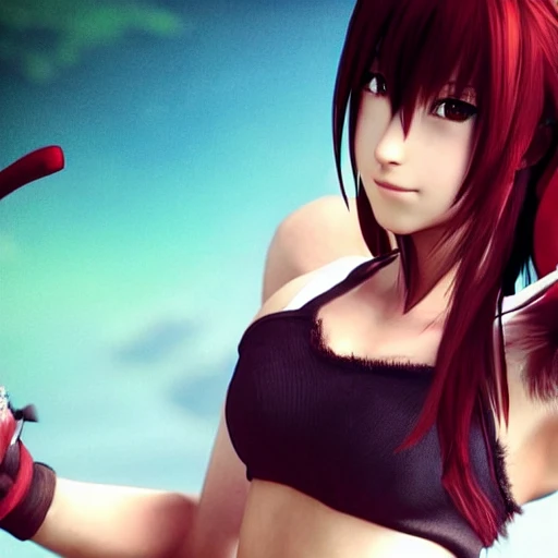 Tifa is a beautiful girl in final fantasy。
her style is a little bit traditional.