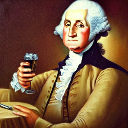 George Washington drink beer, Oil Painting