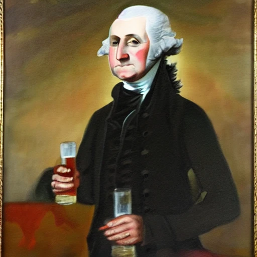 George Washington drink beer, Oil Painting, Water Color, Cartoon