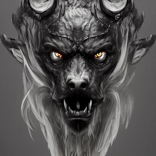 hellhound, intense stare, ultra detailed fantasy, realistic, close up character portrait, full body, dnd, rpg, lotr game design, by concept art, behance hd, artstation, deviantart, global illumination radiating a glowing , unreal engine 5, 3D, Oil Painting