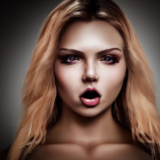 very detailed Hyper realistic photo of a cute young woman blonde face, face center, happy, cyberpunk, detailled face, tattoo, 8k, cinematic lighting, sharp focus, center face