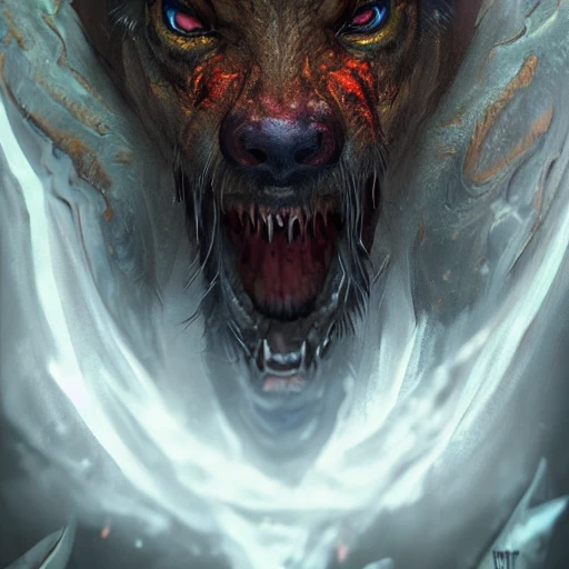 hellhound, intense stare, ultra detailed fantasy, realistic, close up character portrait, full body, dnd, rpg, lotr game design, by concept art, behance hd, artstation, deviantart, global illumination radiating a glowing , unreal engine 5, 3D, Oil Painting