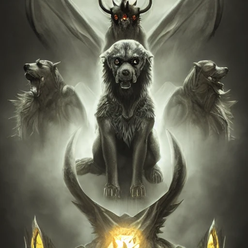 hellhound, looking at camera, intense stare, show legs with big paws, ultra detailed fantasy, realistic, full body, symmetry, dnd, rpg, lotr game design, by concept art, behance hd, artstation, deviantart, global illumination radiating a glowing , unreal engine 5, 3D, Oil Painting