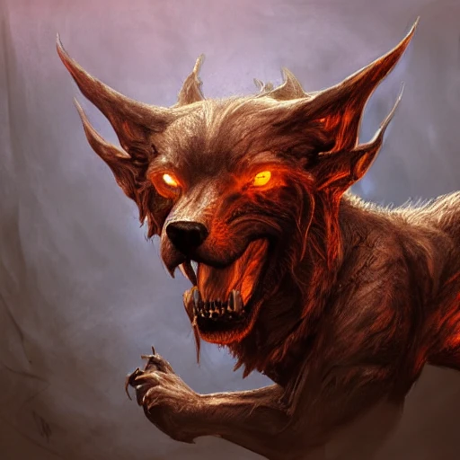 hellhound, looking at camera, intense stare, show legs with big paws, ultra detailed fantasy, realistic, full body, symmetry, dnd, rpg, lotr game design, by concept art, behance hd, artstation, deviantart, global illumination radiating a glowing , unreal engine 5, 3D, Oil Painting, Pencil Sketch