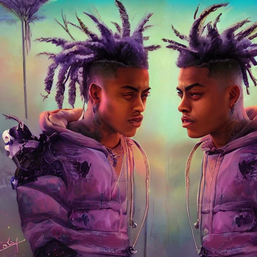 very detailed Hyper realistic painting , of [xxxtentacion at music festival ] highly detailed, digital painting, art by Stanley Artgerm Lau, WLOP, Rossdraws, James Jean,  8 k, smooth, [sharp focus], fluorescent skin, unreal engine 5 rendered, illustration, cinematic lighting, [high octane render], detailed environment], [extremely detailed face], [perfect human face], high key lighting,  highly detailed, fine detail, intricate, award - winning, fantasy, 3D, [no watermarks], Use Face Correction:10, Use Upscaling: RealESRGAN_x4plus, 