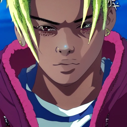 very detailed, anime style character, of [xxxtentacion at music festival ] highly detailed, art by Hayao Miyazaki, 8 k, smooth, [sharp focus], fluorescent skin, unreal engine 5 rendered, illustration, cinematic lighting, [high octane render], detailed environment], [extremely detailed face], [perfect human face], high key lighting,  highly detailed, fine detail, intricate, award - winning, fantasy, 3D, [no watermarks], Use Face Correction:10, Use Upscaling: RealESRGAN_x4plus, 