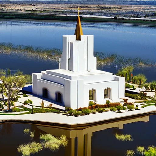 mesa arizona lds temple, floating above water