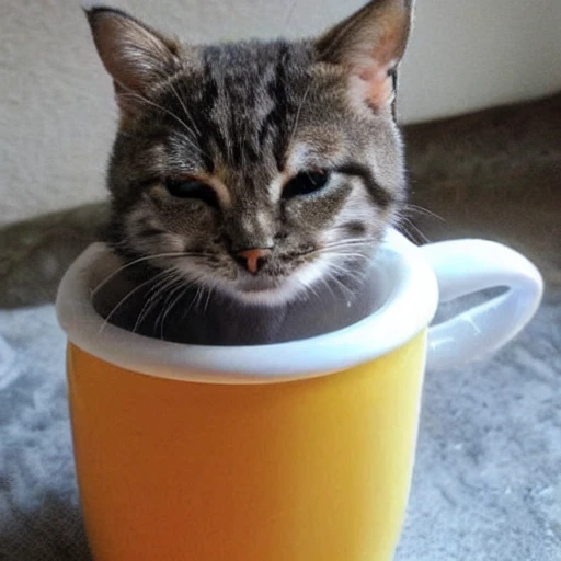 small cat, fit in tiny mug