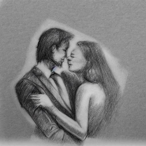 happy couple, play, , Pencil Sketch