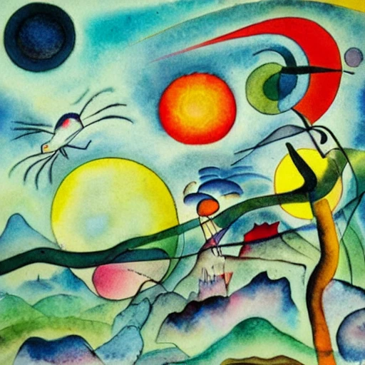 hope, sky, stork, forest, love, Kandinsky,  Water Color, kid, snake, river
