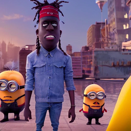 a hyper realistic movie poster of, lil yachty, as villain, as seen in millennium despicable me 3 (2017), brown skin high definition, Detailed and Intricate, Geometric, CGI, PBR, detailed, digital masterpiece, 8k, smooth, [sharp focus], unreal engine 5 rendered, illustration, cinematic lighting, [high octane render], detailed environment], [high key lighting, highly detailed, fine detail, intricate, award - winning, {high definition anatomy}, 3D