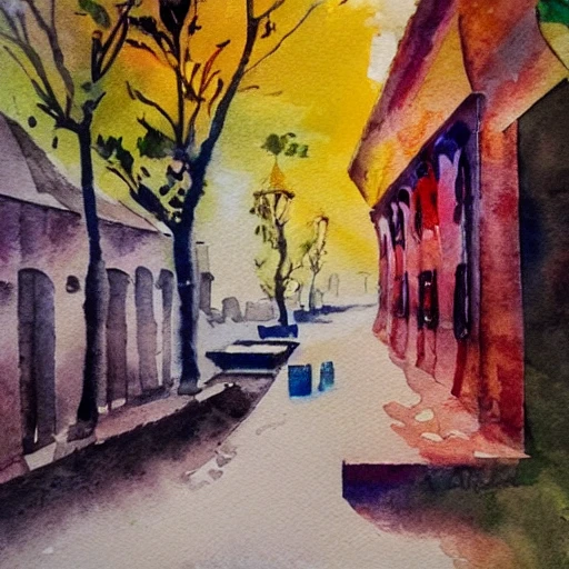 такса, грустная, лес, дождь,  моне , Water Color