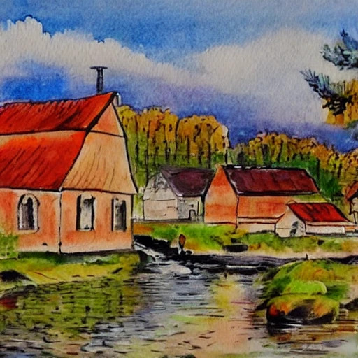 собака такса, грустная, лес, дождь,  моне , Water Color