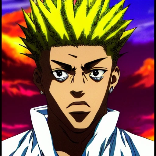 hyper realistic poster, of rapper xxxtentacion as anime characte ...