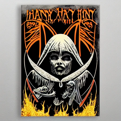 heavy metal poster by H. R. Giger, occult, satan, music, vector logo, detailed