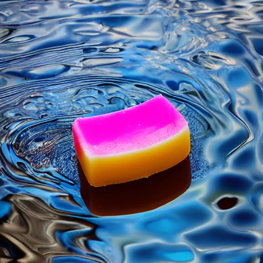 Colorful soap floating on the water 