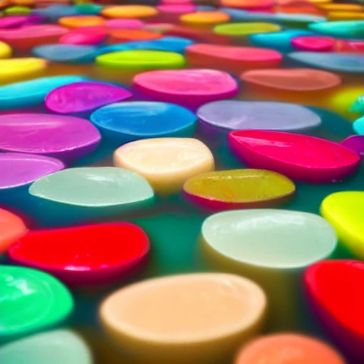 Colorful soap floating on the water 