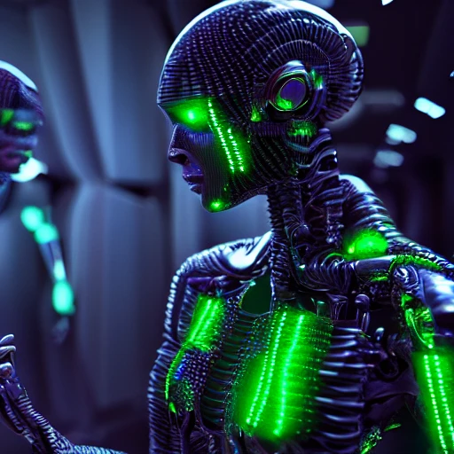 artificial intelligence, matrix, alien, very fine detail, 8k, sharp focus, cinematic lighting, digital art