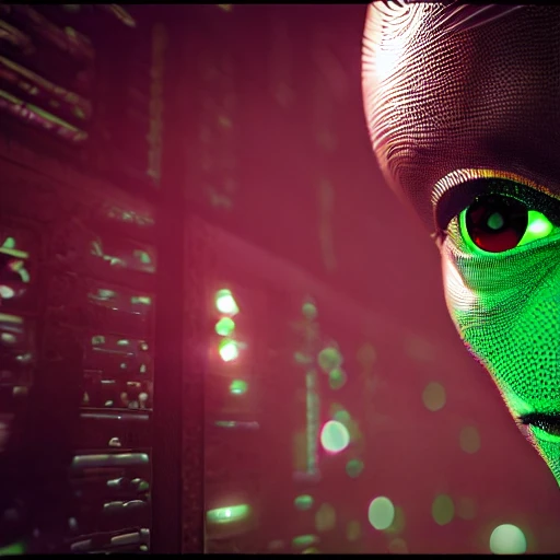 artificial intelligence, matrix, alien, very fine detail, 8k, sharp focus, cinematic lighting, digital art