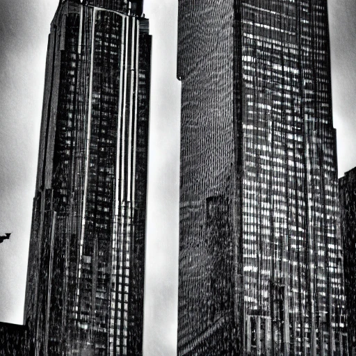 black and white, artistic photography, raining in new-york, downtown, empire state building, 8k, cinematic lighting, very fine detail, sharp focus