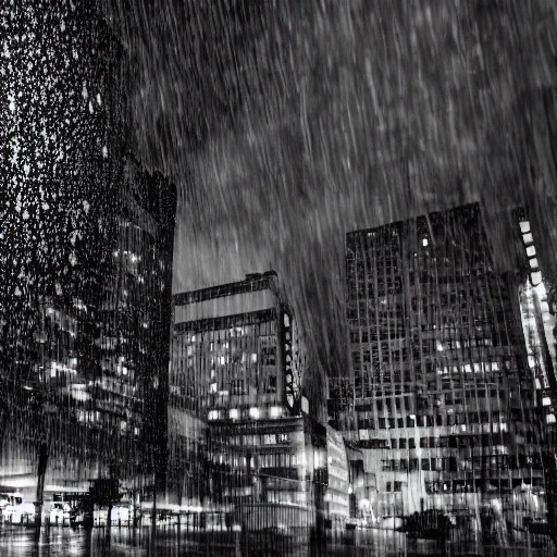 artistic photography, black and white, raining in new-york, world trade center, downtown city, 8k, cinematic lighting, volumetric lighting, dynamic composition, sharp focus, very fine detail