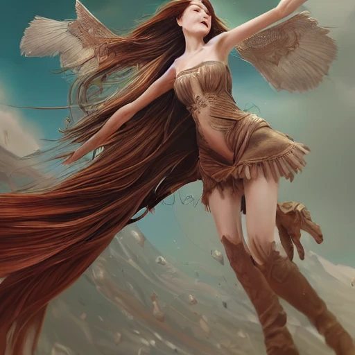 Very detailed, flying, intricate, elegant, long hair, hair in the wind, highly detailed, trending on artstation, digital art, by Stanley Artgerm Lau, WLOP, green white red flag, Rossdraws, James Jean, Andrei Riabovitchev, Marc Simonetti, Yoshitaka Amano