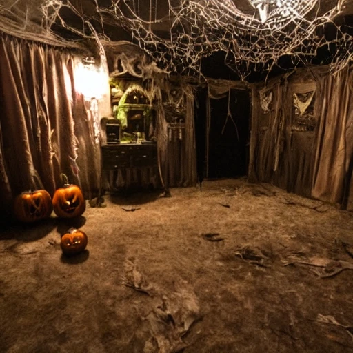 inside of a creepy halloween haunted house