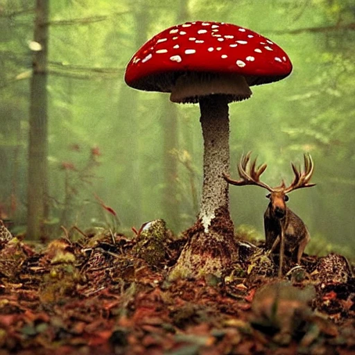 amanita muscaria and moose, Trippy