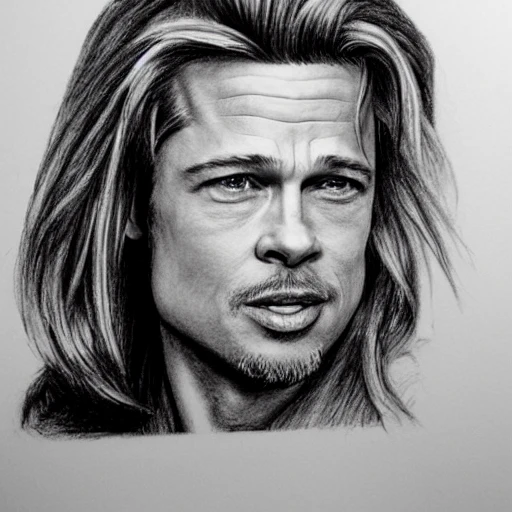 brad pitt, dolly parton, Pencil Sketch