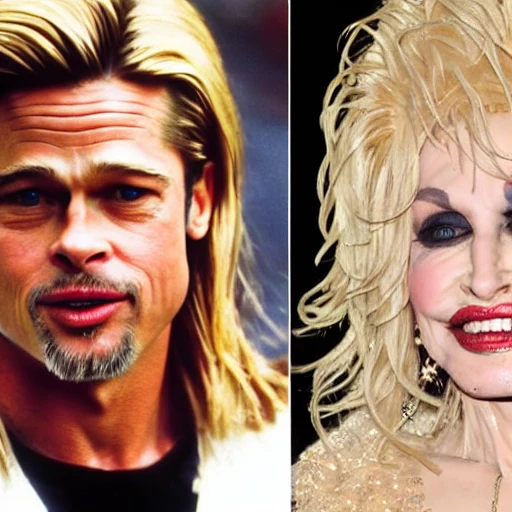 combine brad pitt and dolly parton faces