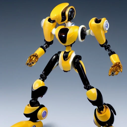 A hyper realistic and detailed Medabot that is standing in a robotics factory