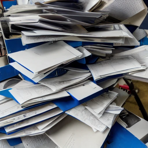 Loose pile of robotics blueprints laying on a a desk