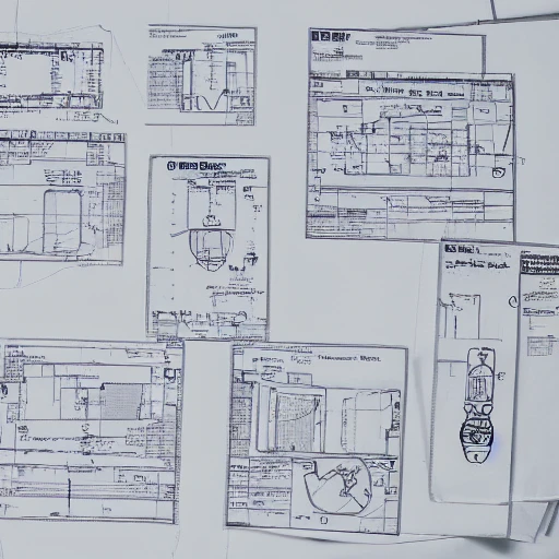 Small pile of Medabots blueprints laying on a a desk