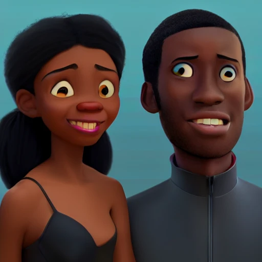 Black man and Black woman, pixar style, 2 d illustration, concept art, behance, artstation, 4 k, 8 k 