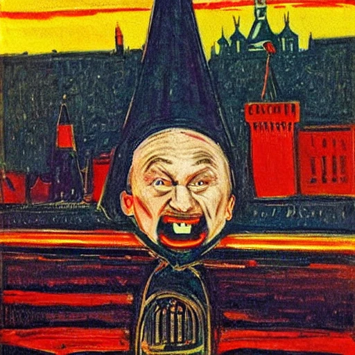 Kremlin, Moscow, River, scream, Putin face, Edvard Munch, fear, war, tear
