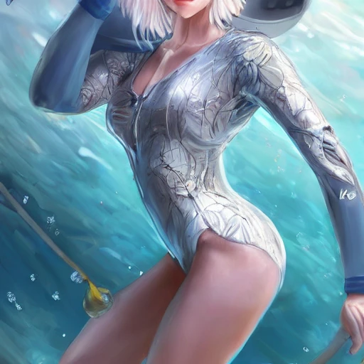 Very detailed.portrait concept art of a beautiful anime girl wearing a swimming race suit, sci-fi suit| | kawaii - cute - fine - face, intricate,white hair, elegant, highly detailed. trending on artstation, digital art, by Stanley Artgerm Lau, [[[WLOP]]], pixiv, 8k wallpaper, {ocean},{{{desert}}},{{{vivid}}},{{{red}}}