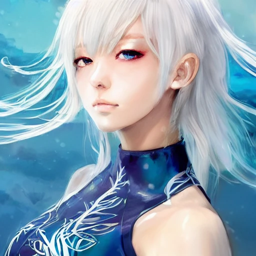 Very detailed.portrait concept art of a beautiful anime girl wearing a swimming race suit, sci-fi suit| | kawaii - cute - fine - face, intricate,white hair, elegant, highly detailed. trending on artstation, digital art, by Stanley Artgerm Lau, [[[WLOP]]], pixiv, 8k wallpaper, {ocean},{{{desert}}},{{{vivid}}},{{{red}}}