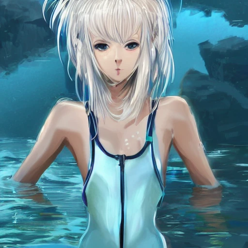 Very detailed.portrait concept art of a beautiful anime girl wearing a swimming race suit, sci-fi suit| | kawaii - cute - fine - face, intricate,white hair, elegant, highly detailed. trending on artstation, digital art,pixiv, [[[WLOP]]],pool , 8k wallpaper, {ocean},{{{desert}}},{{{vivid}}},{{{red}}}
