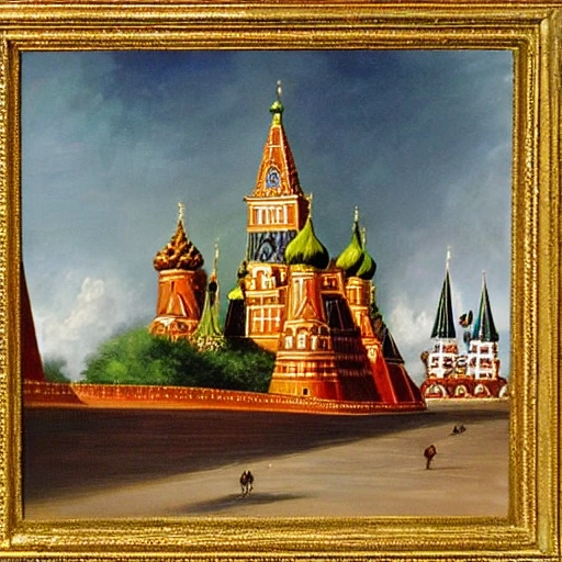 Kremlin, the most beautiful treasure within the castle's treasure room. oil on canvas, Putin