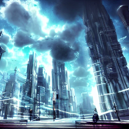 big city, cloud, cyberpunk, sci-fi, future, sky - Arthub.ai