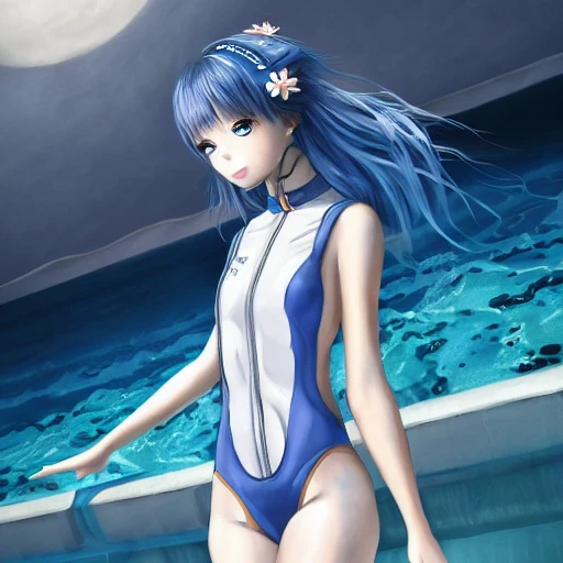 Very detailed.portrait concept art of a beautiful anime girl wearing a swimming race suit, sci-fi suit| | kawaii - cute - fine - face, intricate,white hair, elegant, volumetric light, highly detailed. trending on artstation, digital art,pixiv, [[[WLOP]]],pool , 8k wallpaper, {ocean},{{{desert}}},{{{vivid}}},{{{red}}}
