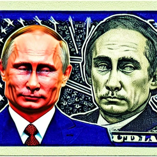 US dollar, Putin Face, Trippy, Kremlin, Kuzma Petrov-Vodkin, 